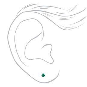14kt White Gold 3mm May Crystal Emerald Studs Ear Piercing Kit with Ear Care Solution,