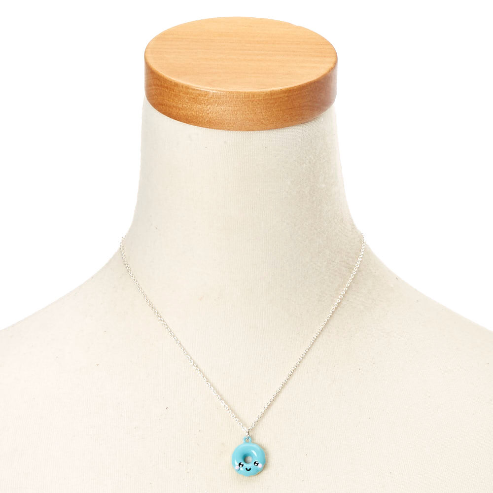 Blue Donut Pendant Necklace,