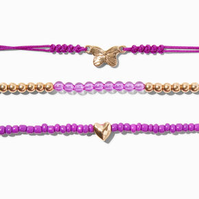February Birthstone Beaded Stretch Bracelets - 3 Pack,