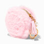Pink Furry Pearl Initial Coin Purse Keychain - N,