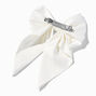 White Satin Hair Bow Clip,