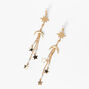 Gold Celestial Starburst 4&quot; Linear Drop Earrings,