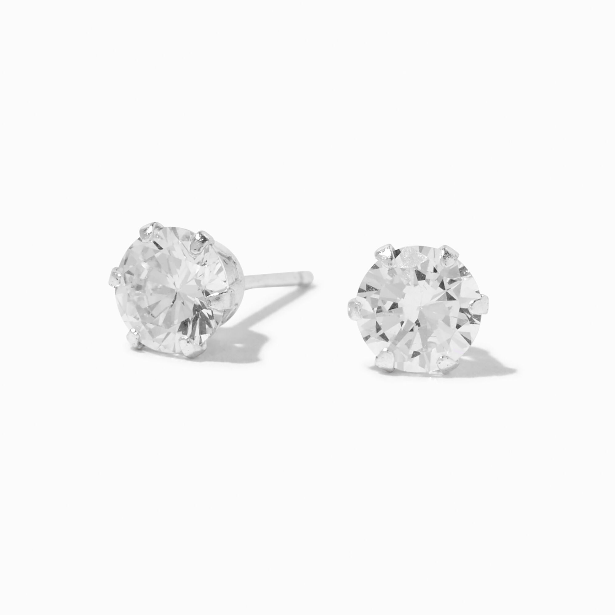 View Claires Cubic Zirconia Round Stud Earrings 6MM Silver information