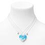 Best Friends Glow In The Dark Blue Confetti Split Heart Necklaces - 3 Pack,