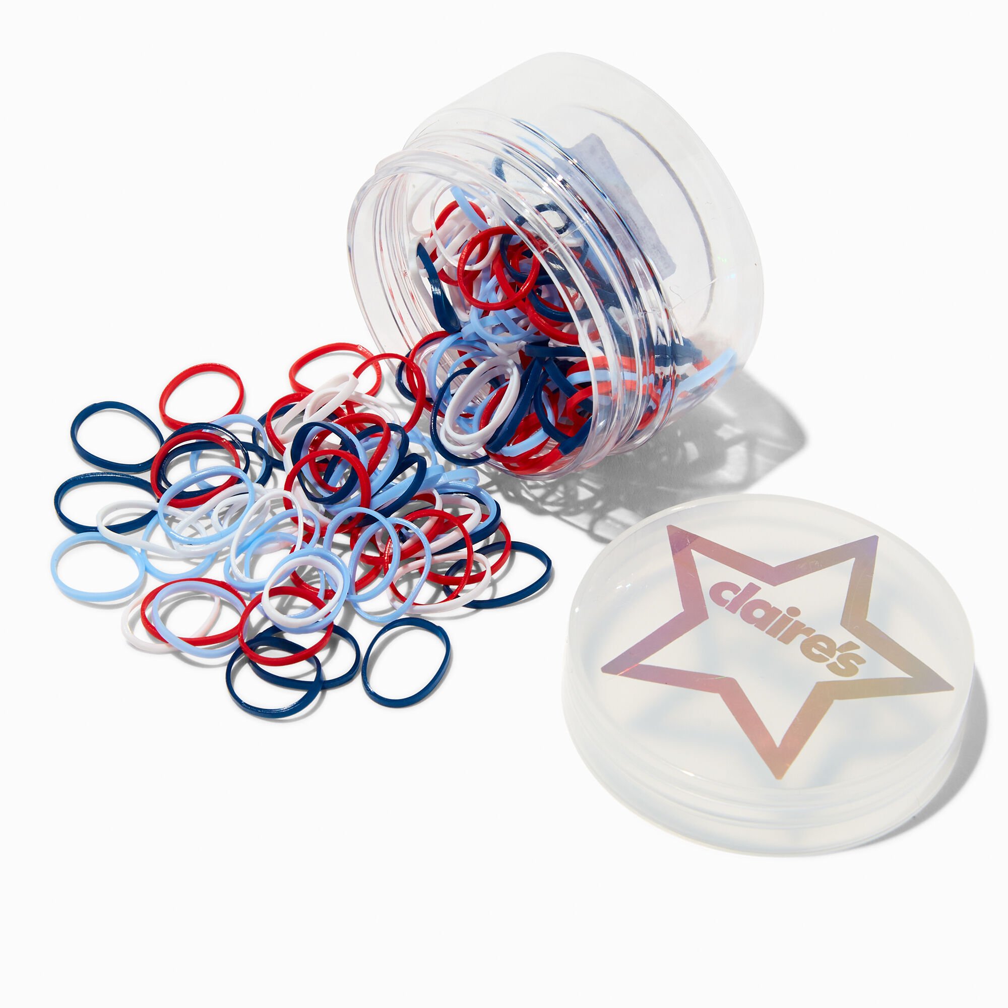 Red, White, & Blue Star No More Snag Hair Ties - 150 Pack,