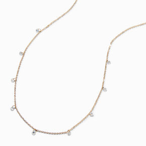 Gold-tone Stainless Steel Cubic Zirconia Confetti Chain Necklace,