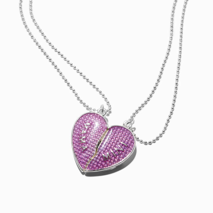 Mama &amp; Mini UV Color-Changing Split Heart Pendant Necklaces - 2 Pack,