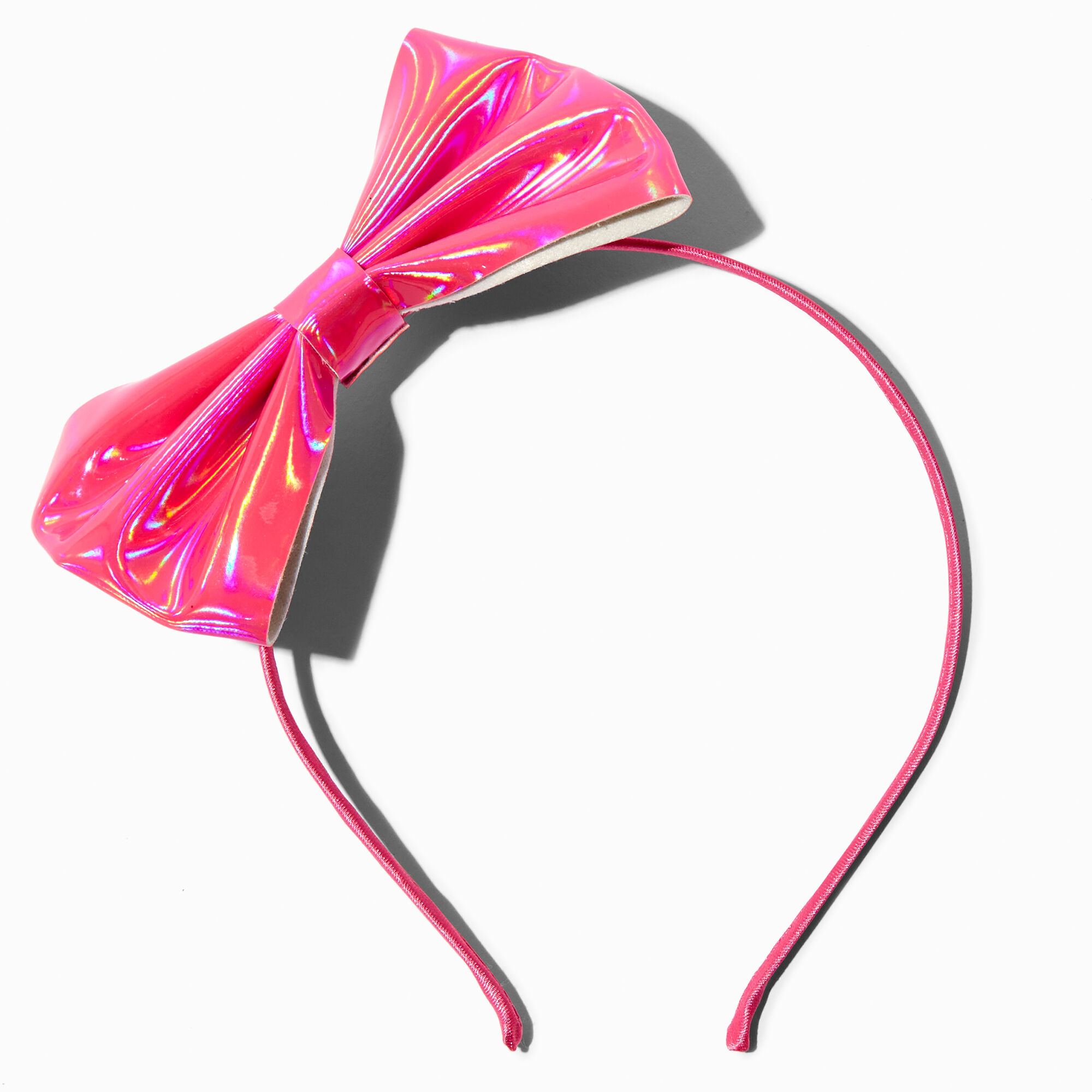 View Claires Holographic Side Bow Headband Pink information