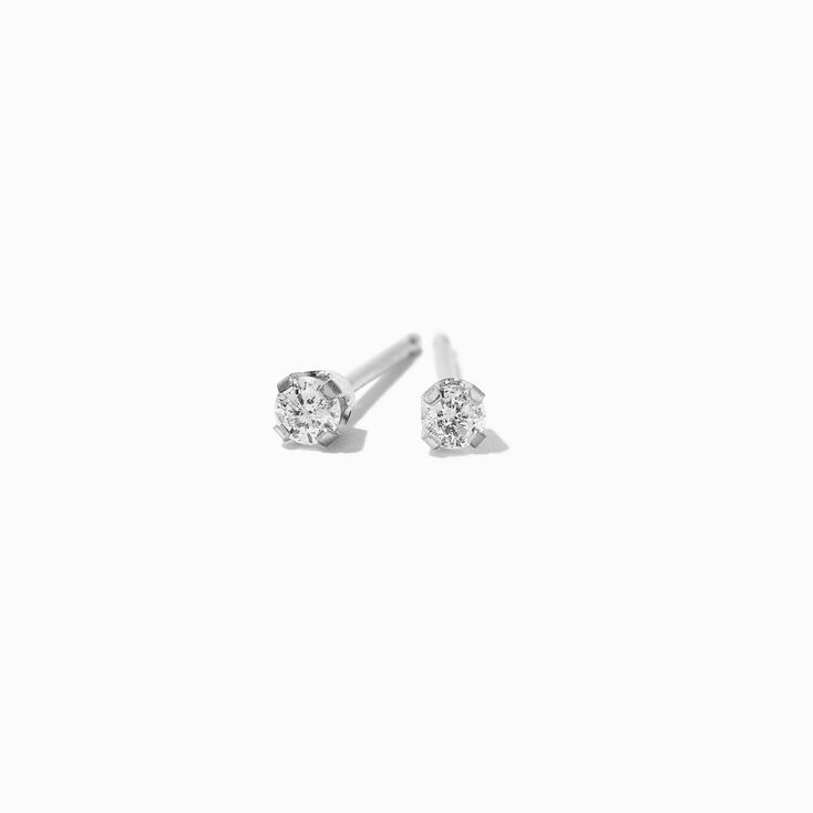 Kit de piercing d&#39;oreilles avec clous d&rsquo;oreilles rhodi&eacute;s orn&eacute;s d&rsquo;un diamant produit en laboratoire or 9 carats plaqu&eacute; rhodium avec lotion de soin,