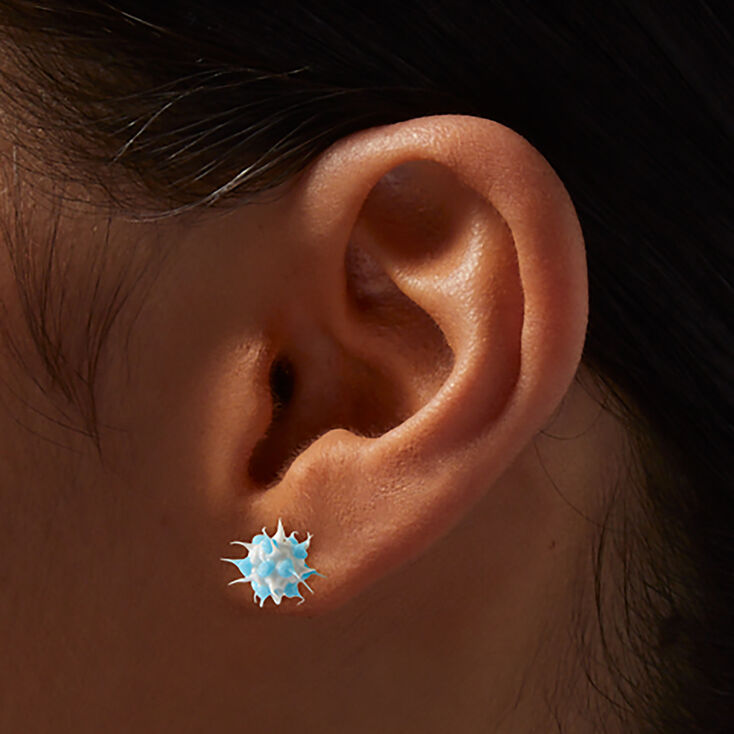 Clous d&#39;oreilles &agrave; pointes style rave bleu clair,