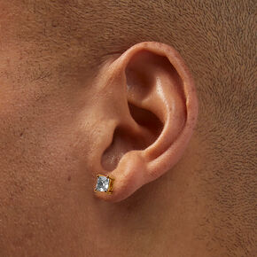 Gold-tone Cubic Zirconia 5mm Square Stud Earrings,