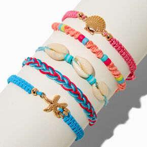 Seashell Woven Adjustable Bracelets - 5 Pack,