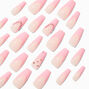 Pink French Tip Bling Squareletto Vegan Faux Nail Set - 24 Pack,