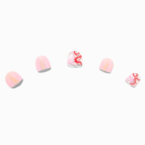 Claire&#39;s Club Pink Squiggle Square Press On Vegan Faux Nail Set - 10 Pack,