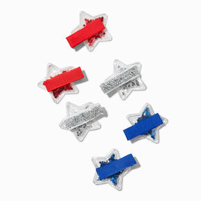 Stars &amp; Stripes Shaker Star Hair Clips - 6 Pack ,
