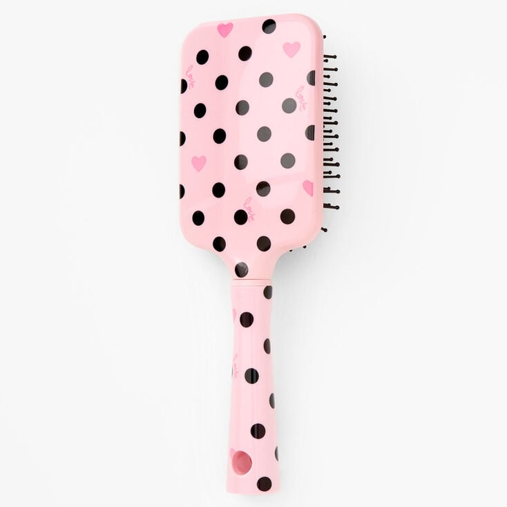 Brosse &agrave; cheveux plate &agrave; pois c&oelig;ur - Rose,