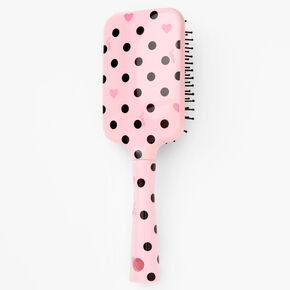 Heart Polka Dot Paddle Hair Brush - Pink,