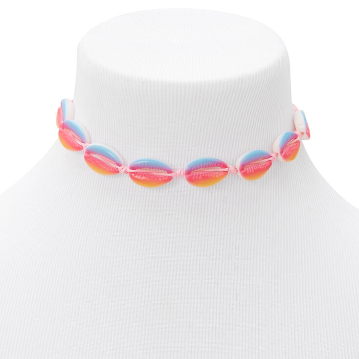 Pink Ombre Cowrie Shell Choker Necklace,