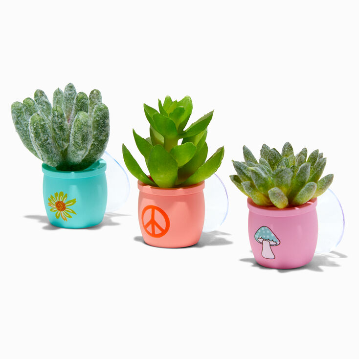 Suction Cup Mini Faux Succulent Set - Brights/3 Pack,