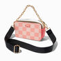 Coral Check Camera Crossbody Bag,