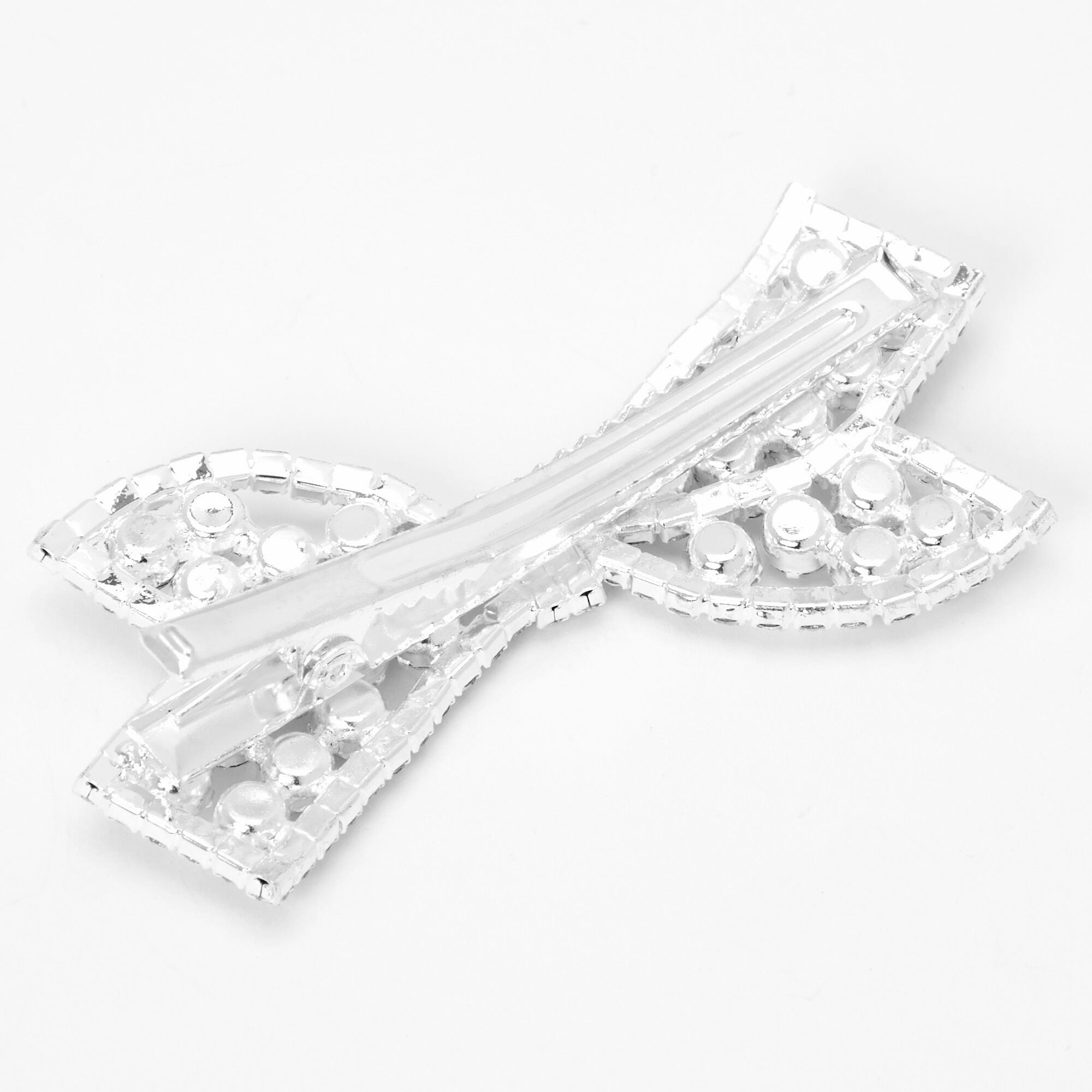 Silver-tone Rhinestone Bow Hair Clip,
