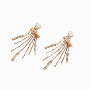 Pendantes &agrave; clip franges barre de strass couleur dor&eacute;e,