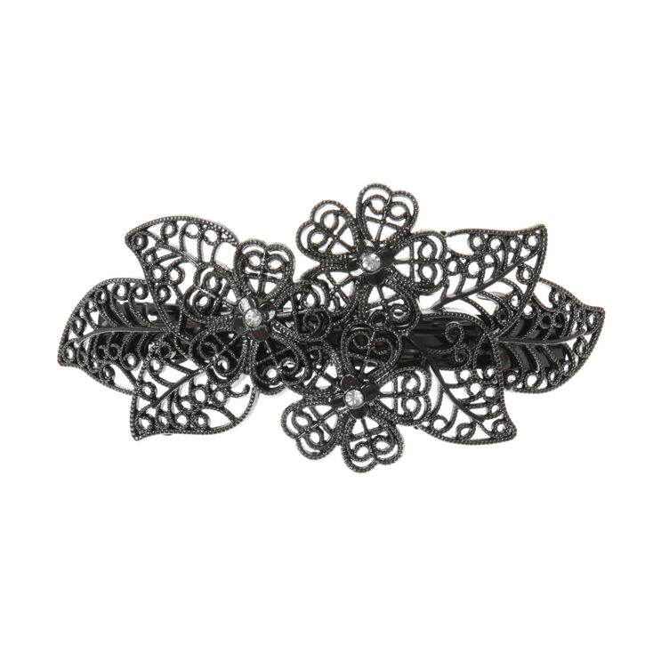 Hematite Flower Hair Barrette,