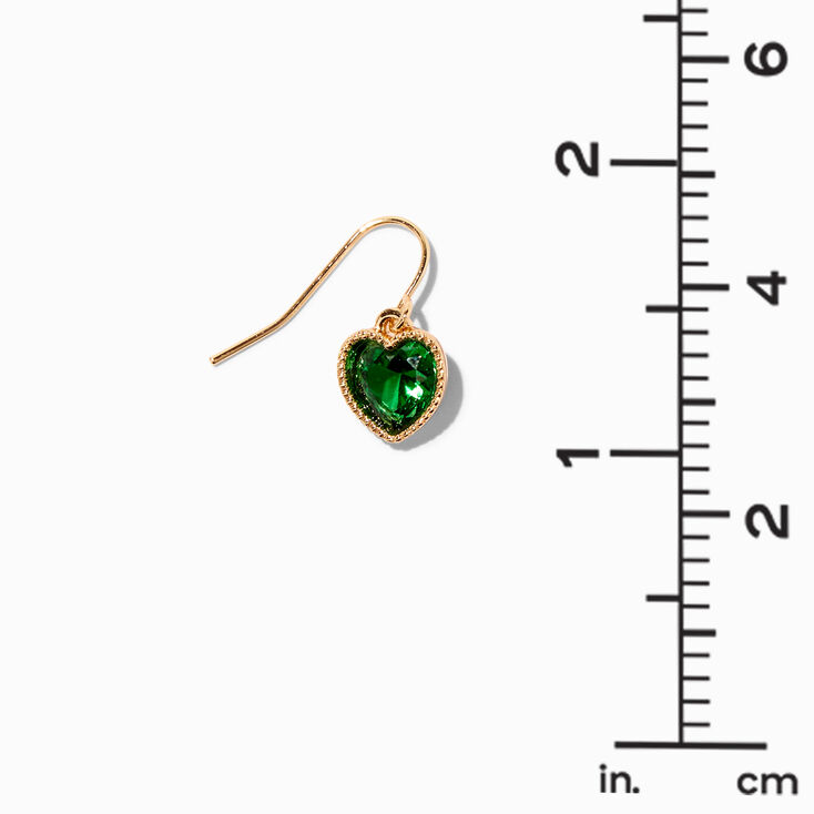 Green Heart 0.5&quot; Gold Drop Earrings,
