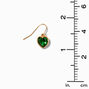 Green Heart 0.5&quot; Gold Drop Earrings,