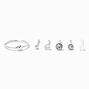 Sterling Silver 22G Mixed Nose Stud &amp; Ring Set - 6 Pack,