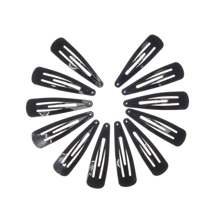 Classic Snap Hair Clips - Black, 12 Pack | Claire's