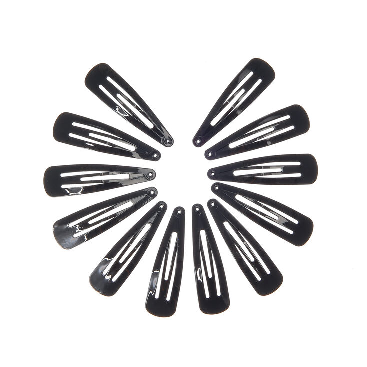 Classic Snap Hair Clips - Black, 12 Pack | Claire's