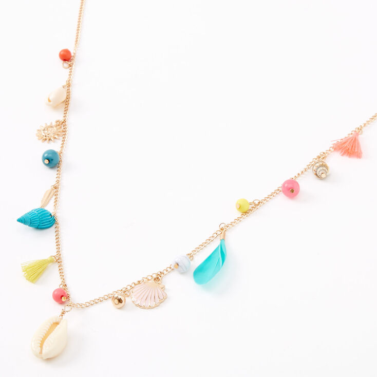 Gold Beach Babe Long Charm Necklace,