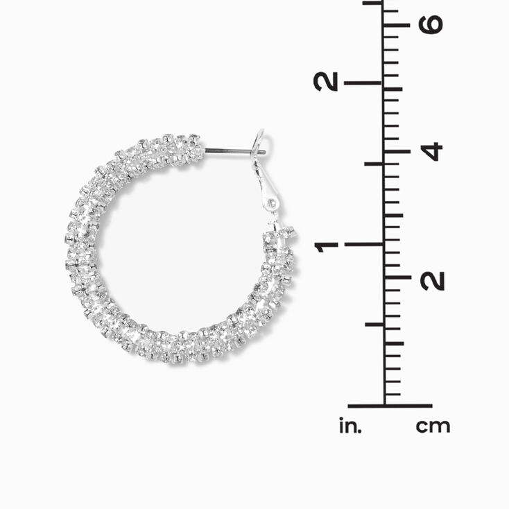 Silver-tone Crystal 30mm Hoop Earrings,
