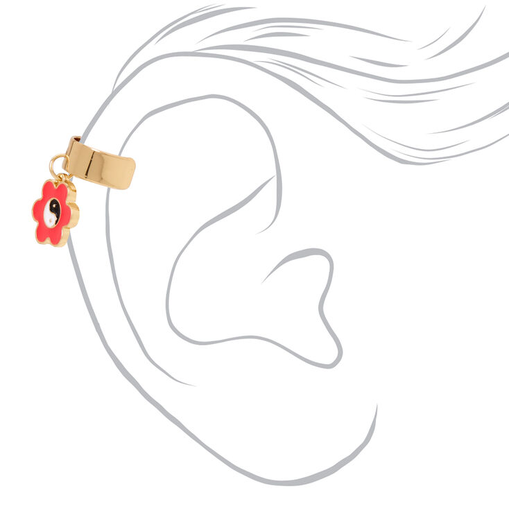 Yin Yang Flower Charm Ear Cuff - Pink,
