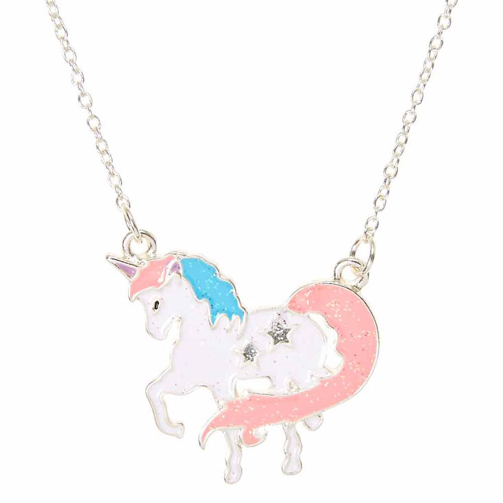 Pastel Glitter Unicorn Pendant Necklace Claire S Us