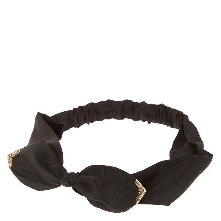 Satin Bow Headwrap - Black,