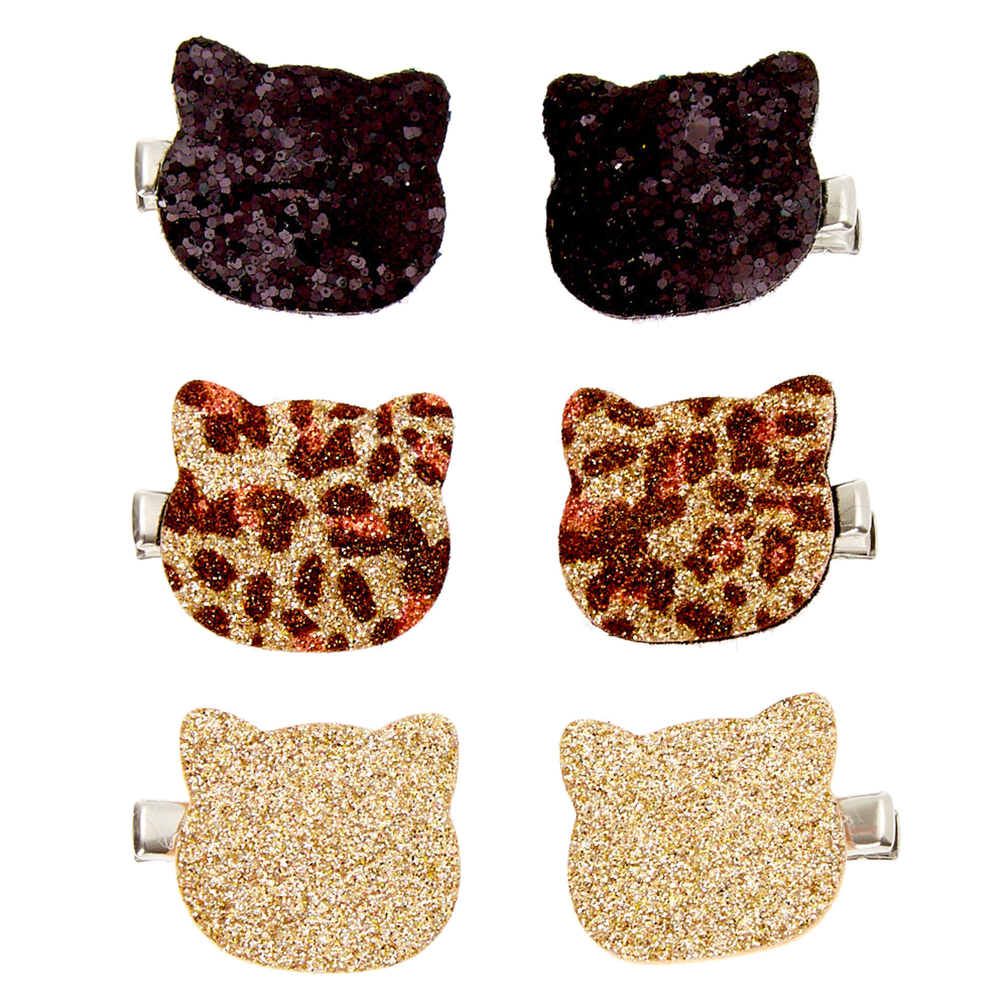 View Claires Club Glitter Cat Hair Clips 6 Pack Silver information