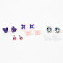 Silver Happiness Stud Earrings - 6 Pack,