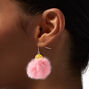 Pendantes 4&nbsp;cm avec pompons roses poussin jaune,
