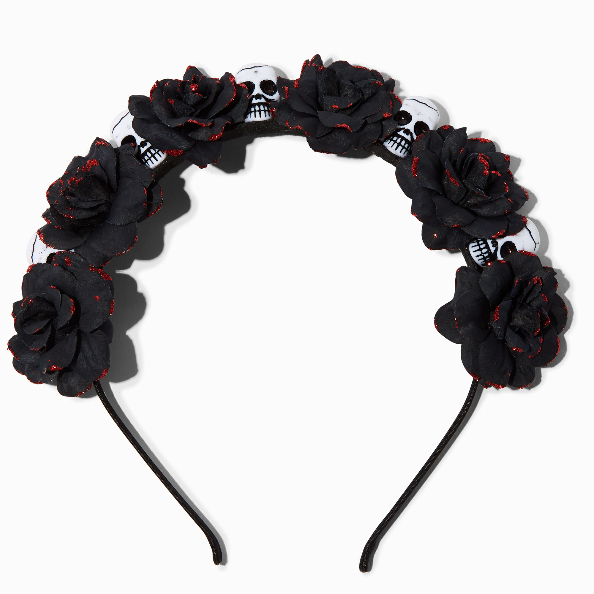 View Claires Roses Skulls Flower Crown Headband Red information
