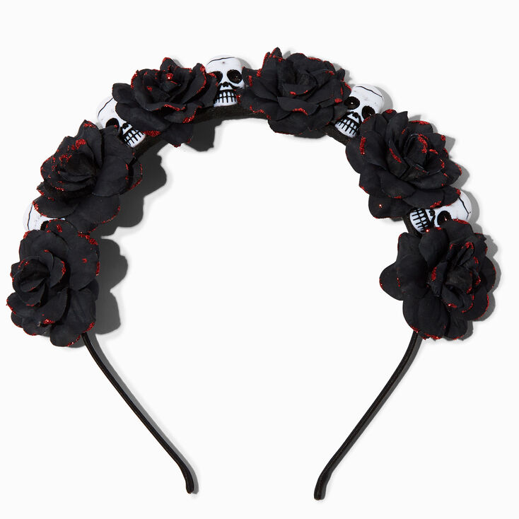 Roses &amp; Skulls Flower Crown Headband,