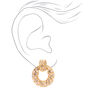 Gold 1&quot; Crystal Pearl Circle Door Knocker Drop Earrings,