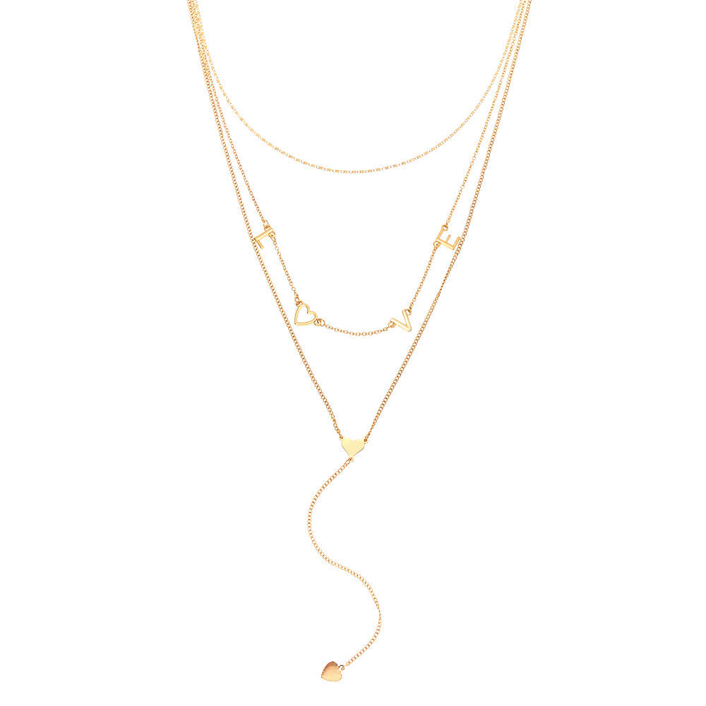 Gold Love Multi Strand Choker Necklace,