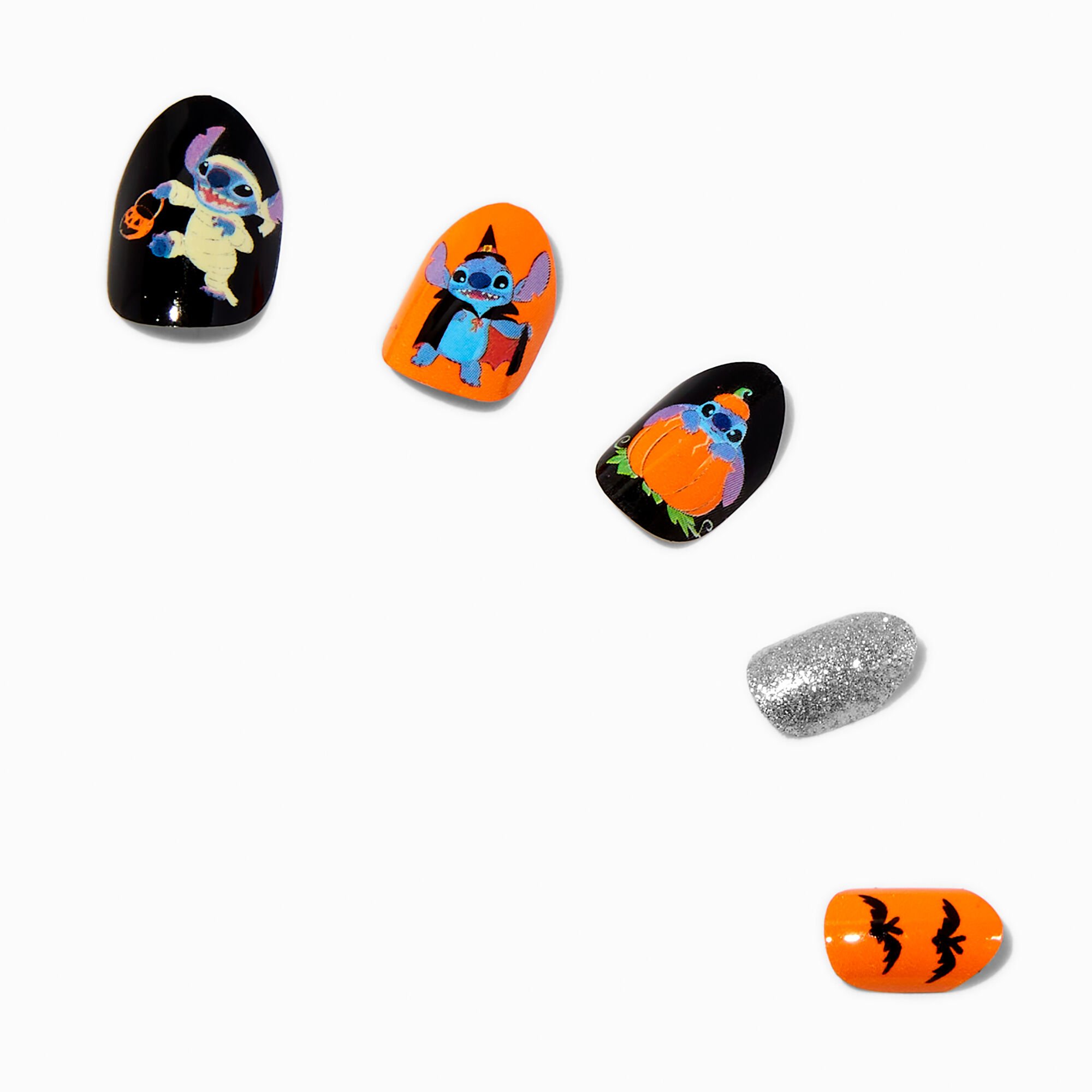 Disney Stitch Claire's Exclusive Halloween Stiletto Press On Faux Nail Set - 20 Pack,