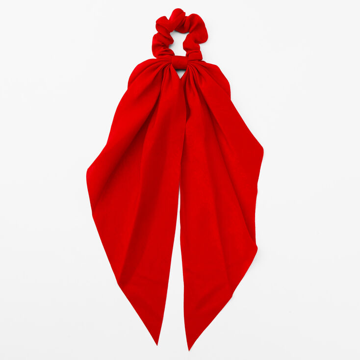 Small Red Pleated Scarf Hair Scrunchie,