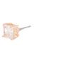 Rose Gold Cubic Zirconia Square Stud Earrings - 6MM,