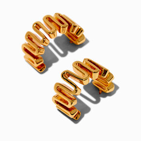 C LUXE by Claire&#39;s 18k Yellow Gold Plated Squiggle Hoop Earrings,