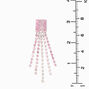 Rose Gold Pink Rhinestone 3&quot; Pyramid Fringe Drop Earrings,
