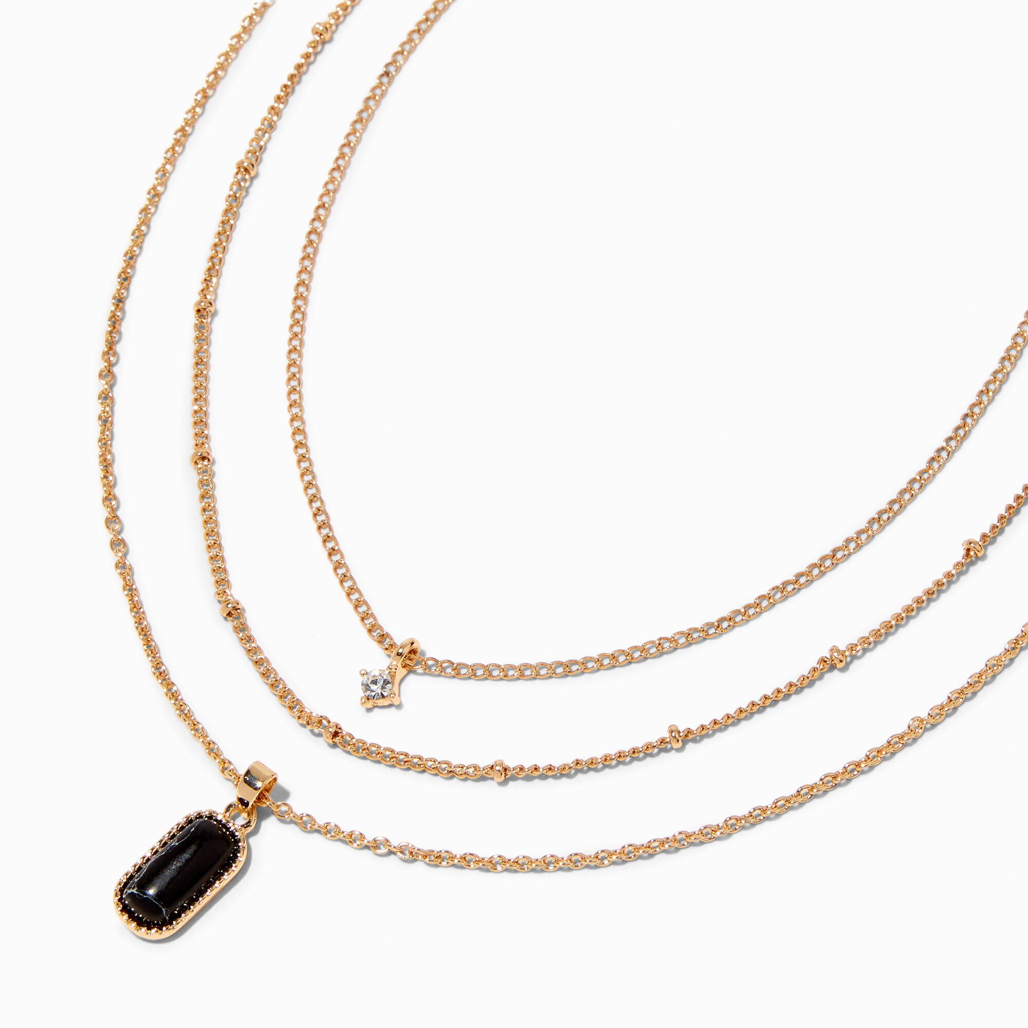 View Claires Gold Starbust Enamel Pendant Necklaces 3 Pack Black information